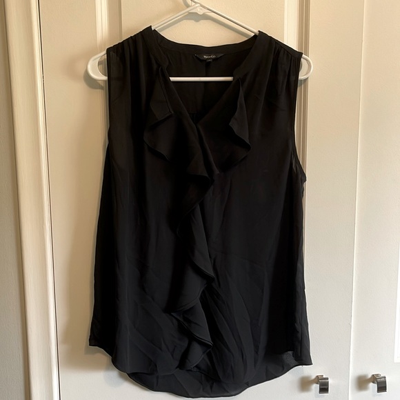 RW&Co size large black ruffle front sheer tank top - Picture 1 of 2